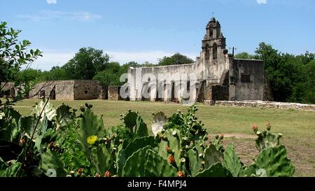 La mission de San Juan Capistrano dans la Mission San José y San Miguel de Aguayo National Park connu à San Antonio, Texas. Banque D'Images