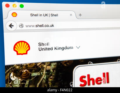 Londres, Royaume-Uni - 19 juin 2015 : Le site officiel de la société pétrolière et gazière multinationale Shell, le 19 juin 2015. Banque D'Images