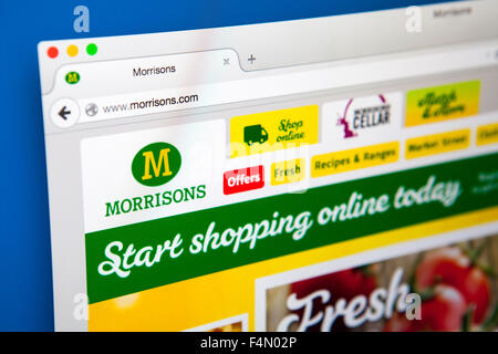 Londres, Royaume-Uni - 19 juin 2015 : La page d'accueil du site officiel des supermarchés Morrisons, le 19 juin 2015. Banque D'Images