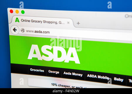 Londres, Royaume-Uni - 19 juin 2015 : La page d'accueil du site web de l'ASDA, le 19 juin 2015. Banque D'Images