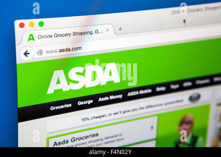 Londres, Royaume-Uni - 19 juin 2015 : La page d'accueil du site web de l'ASDA, le 19 juin 2015. Banque D'Images