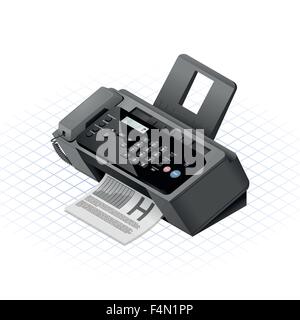 Télécopieur isométrique Vector Illustration Illustration de Vecteur