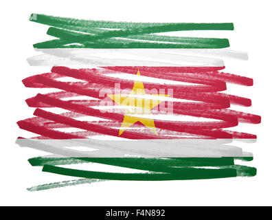 Flag illustration réalisée avec stylo - Suriname Banque D'Images