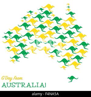 Carte de l'Australie a fait de kangourous en format vectoriel. Illustration de Vecteur