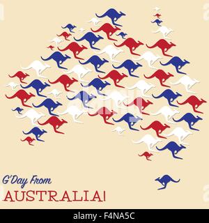 Carte de l'Australie a fait de kangourous en format vectoriel. Illustration de Vecteur