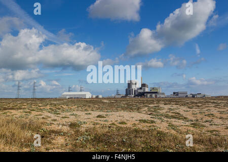 Vue paysage de Dungeness power station et les environs de l'habitat du bardeau, Dungeness, Kent, Royaume-Uni en septembre 2012. Banque D'Images