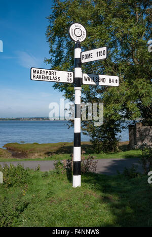 Signpost, Barwise Brow, Bowness sur Solway Banque D'Images