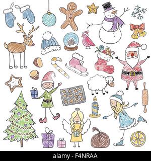 Illustration de dessins d'Enfants de Noël Banque D'Images