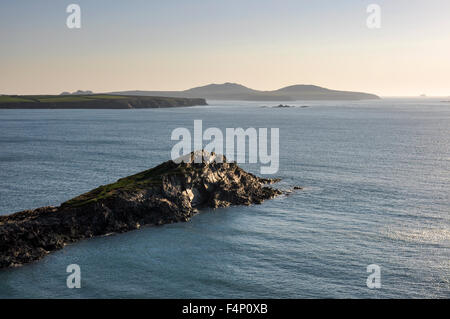 Au faible ensoleillement Whitesands bay, Pembrokeshire, Pays de Galles. Banque D'Images