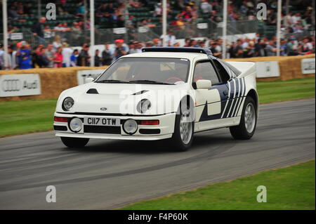 Ford RS200 d'un livre blanc à la Goodwood Festival of Speed au Royaume-Uni. Banque D'Images