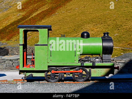 Baguley narrow gauge steam locomotive. Honister Mine d'Ardoise, Honister Pass, Parc National de Lake District, Cumbria, Angleterre, Royaume-Uni Banque D'Images