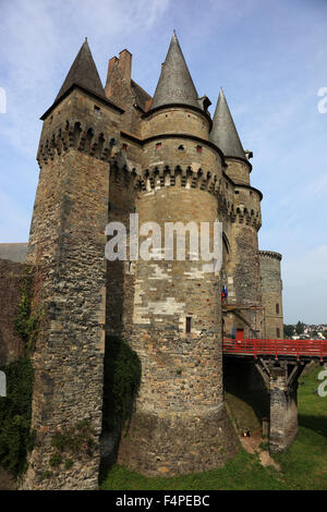 France, Bretagne, le château médiéval de Vitré Banque D'Images