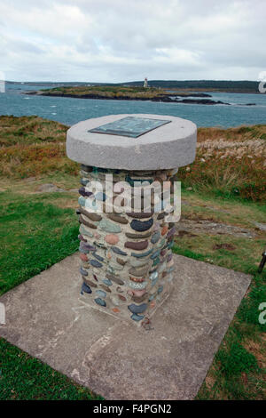 Joshua Slocum monument ou plaque sur l'île Brier, Nova Scotia, Canada Banque D'Images