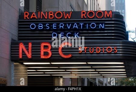 Entrée de la NBC Studios et le Rainbow Room et plate-forme d'observation Banque D'Images