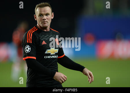 Moscow, Russie. 22 octobre, 2015. Wayne Rooney de Manchester United réagit au cours de leur groupe B LIGUE DES CHAMPIONS match contre le CSKA Moscou à Khimki, la Russie, le 22 octobre 2015. Le match s'est terminé par un nul 1-1. Crédit : Pavel Bednyakov/Xinhua/Alamy Live News Banque D'Images