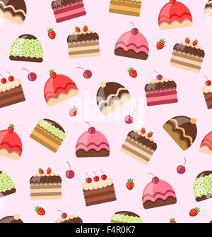 Modèle sans couture avec différents Cake Illustration de Vecteur