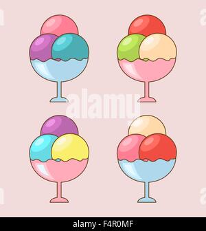 Collection des glaces Partie trois boules Illustration de Vecteur