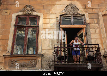 Zone de réaménagement des bâtiments classés, dans le centre historique de Bucarest pour la réhabilitation, Roumanie Banque D'Images