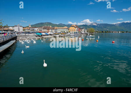 La Suisse, ville, ville, Vaud, VD, Vevey, Lac Léman, lac Léman, lac, l'été, Banque D'Images