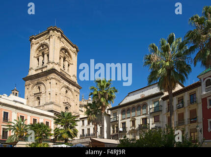 Andalousie, Espagne, Europe, à l'extérieur, jour, Plaza Romanilla, cathédrale, l'église, bâtiment, construction, architecture, christianisme, Banque D'Images