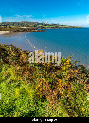 Lligwy Dulas plage entre et ans Traeth (ORA) , Isle of Anglesey, au nord du Pays de Galles, Royaume-Uni. Prise le 14 octobre 2015. Banque D'Images