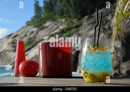 Cocktails, île du Nord, Seychelles, Afrique, bar de plage, Banque D'Images