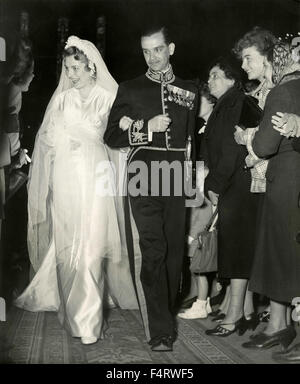 Mariage entre Isabella Valdettaro, Miss Italie 1951, et Don Adelmo Risi, Italie Banque D'Images