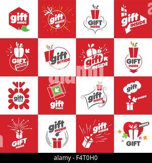 Grand ensemble de logos vectoriels pour des cadeaux Illustration de Vecteur