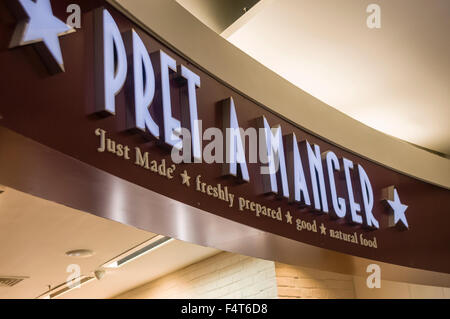 Pret A Manger restaurant sign. Banque D'Images