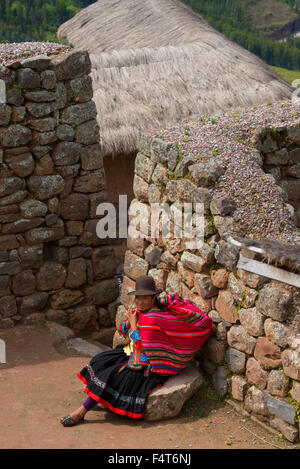 Amérique du Sud, Amérique latine, Andes, Pérou, Písac Pisac o ou p'isaq est un village de la Vallée Sacrée Banque D'Images