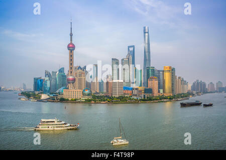 La Chine, la ville de Shanghai, Pudong Skyline Banque D'Images