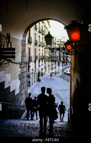 L'Arco de los Cuchilleros, l'Arche de Cuchilleros, la Plaza Mayor. Madrid. Espagne. Europe Banque D'Images