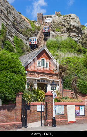L'Angleterre, l'East Sussex, Hastings, Vieille Ville, East Hill Lift aka East Cliff Railway Banque D'Images