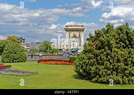 Clark, Clark Adam Adam ter square, pont suspendu, Szechenyi Lanchid Banque D'Images