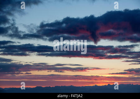 Vue du Chäserrugg sur Vallée du Rhin et les Autrichiens, montagnes Banque D'Images