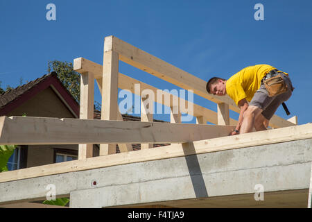 La construction à ossature bois, bâtiment en bois, Banque D'Images