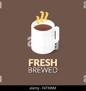 Café chaud dans l'icône de tasse blanche Illustration de Vecteur