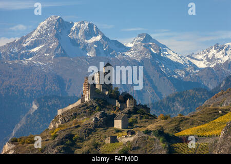 Sion, les douanes, Valeria, Suisse, cantons, Valais, Castle Hill, Banque D'Images
