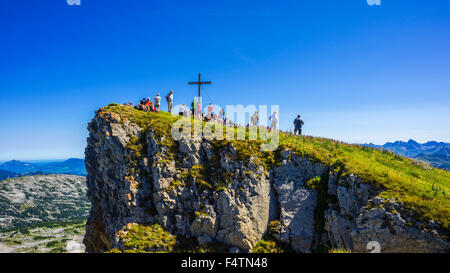 Alpes d'Allgäu, vue, Vantage Point, Bavaria, paysage de montagne, alpiniste, randonneur, Allemagne, Europe, sommet, pic, summi Banque D'Images