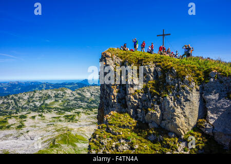 Alpes d'Allgäu, vue, Vantage Point, Bavaria, paysage de montagne, alpiniste, randonneur, Allemagne, Europe, sommet, pic, summi Banque D'Images