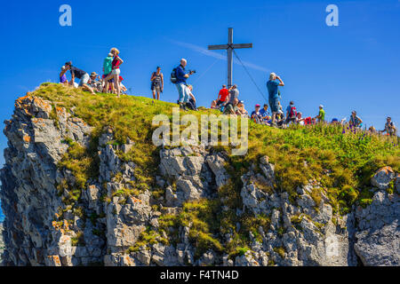 Alpes d'Allgäu, vue, Vantage Point, Bavaria, paysage de montagne, alpiniste, randonneur, Allemagne, Europe, sommet, pic, summi Banque D'Images