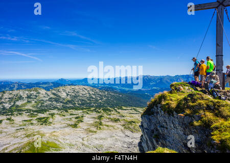 Alpes d'Allgäu, vue, Vantage Point, Bavaria, paysage de montagne, alpiniste, randonneur, Allemagne, Europe, sommet, pic, summi Banque D'Images