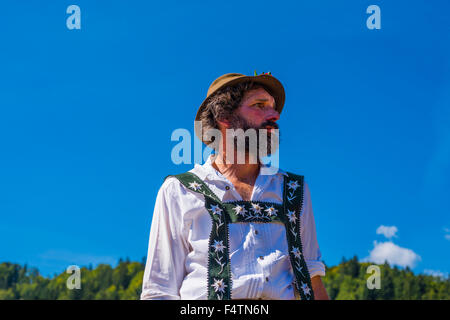 Allgäu Allgäuer, costume national, hat, de bétail, de l'alp Shepherd, barbe, Bavière, Allemagne, agriculteurs de montagne, les collectivités locales, l'Europe, fel Banque D'Images
