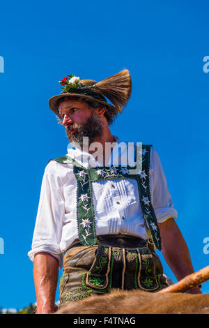 Allgäu Allgäuer, costume national, hat, de bétail, de l'alp Shepherd, barbe, Bavière, Allemagne, agriculteurs de montagne, les collectivités locales, l'Europe, fel Banque D'Images