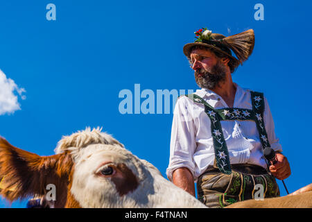 Allgäu Allgäuer, costume national, hat, de bétail, de l'alp Shepherd, barbe, Bavière, Allemagne, agriculteurs de montagne, les collectivités locales, l'Europe, fel Banque D'Images