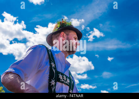 Allgäu Allgäuer, costume national, hat, de bétail, de l'alp Shepherd, barbe, Bavière, Allemagne, agriculteurs de montagne, les collectivités locales, l'Europe, fel Banque D'Images