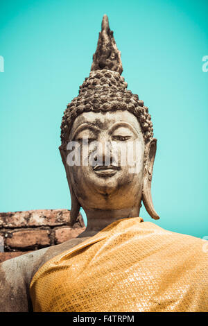 Portrait Bouddha Statue Wat Yai Chai Mongkhon Ayutthaya Bangkok Thaïlande Banque D'Images