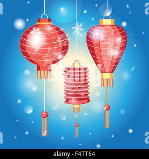 Stock Vector le Nouvel An chinois avec lampes Illustration de Vecteur