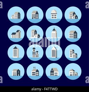 Icônes de l'immeuble. Illustration de Vecteur
