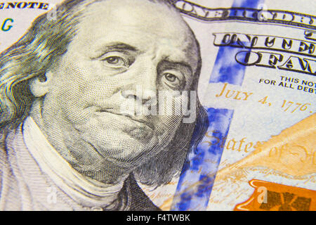 Un houndres dollars, Benjamin Franklin Banque D'Images